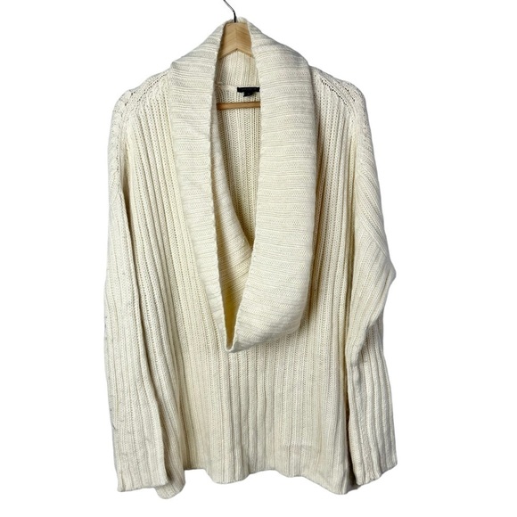 Ann Taylor Cream Cowl Neck Ribbed Long Sleeve Knit Sweater M - Picture 1 of 5